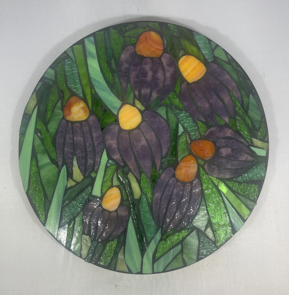 Lazy Susan with Purple Cone Flowers